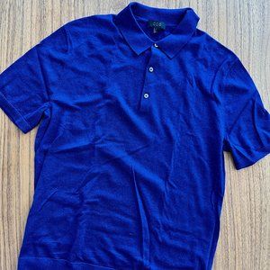 COS Men's Knit Blue Polo - MEDIUM